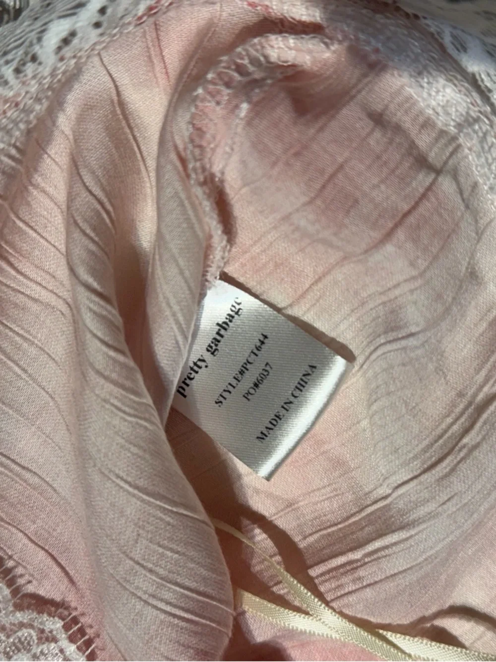 Pretty garbage Pink Tie-Dye Lace Crop Top - Picture 6 of 7